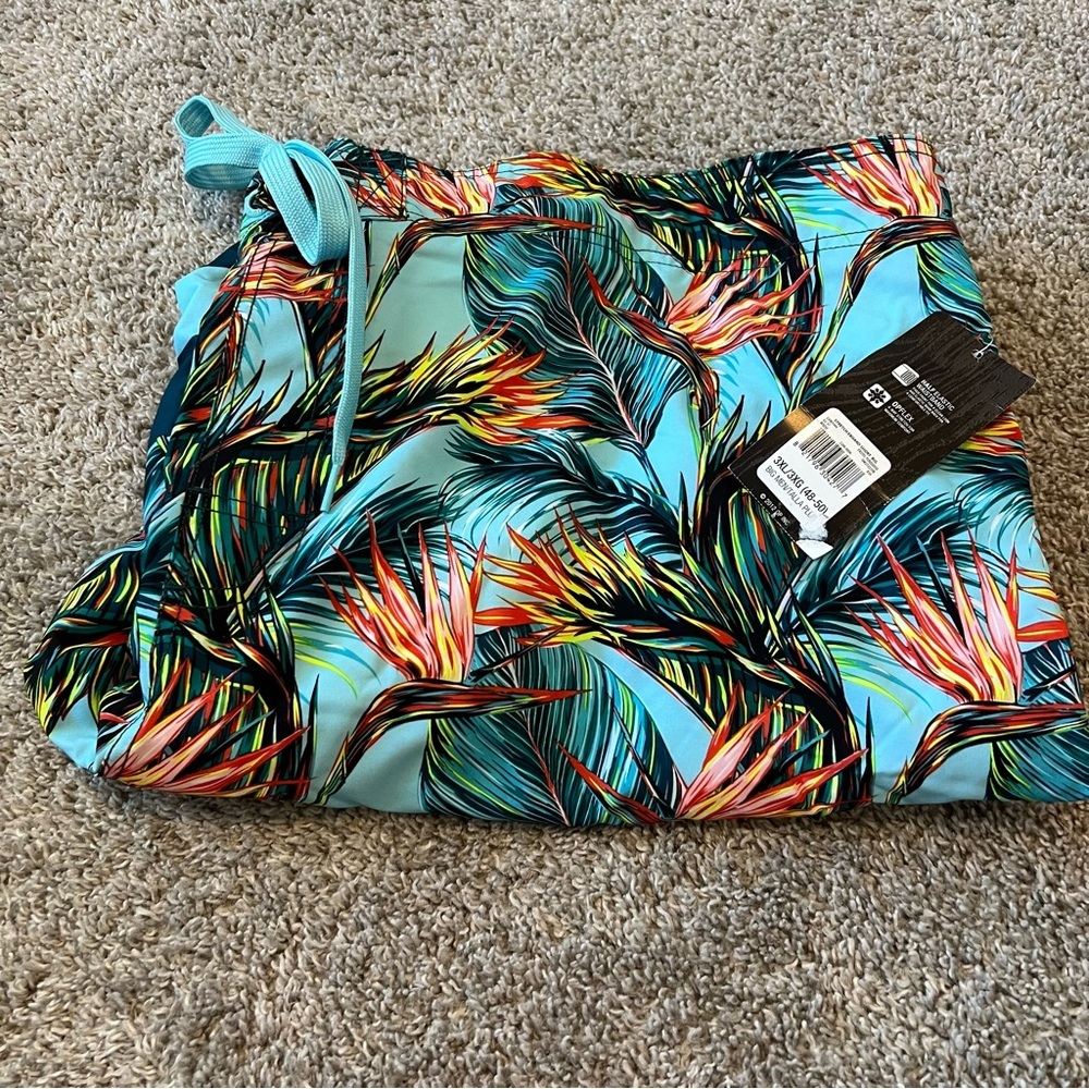NWT OP Big Men’s 3XL Swim trunks Swimsuit 48-50 Turquoise NEW Board Shorts - Picture 2 of 10